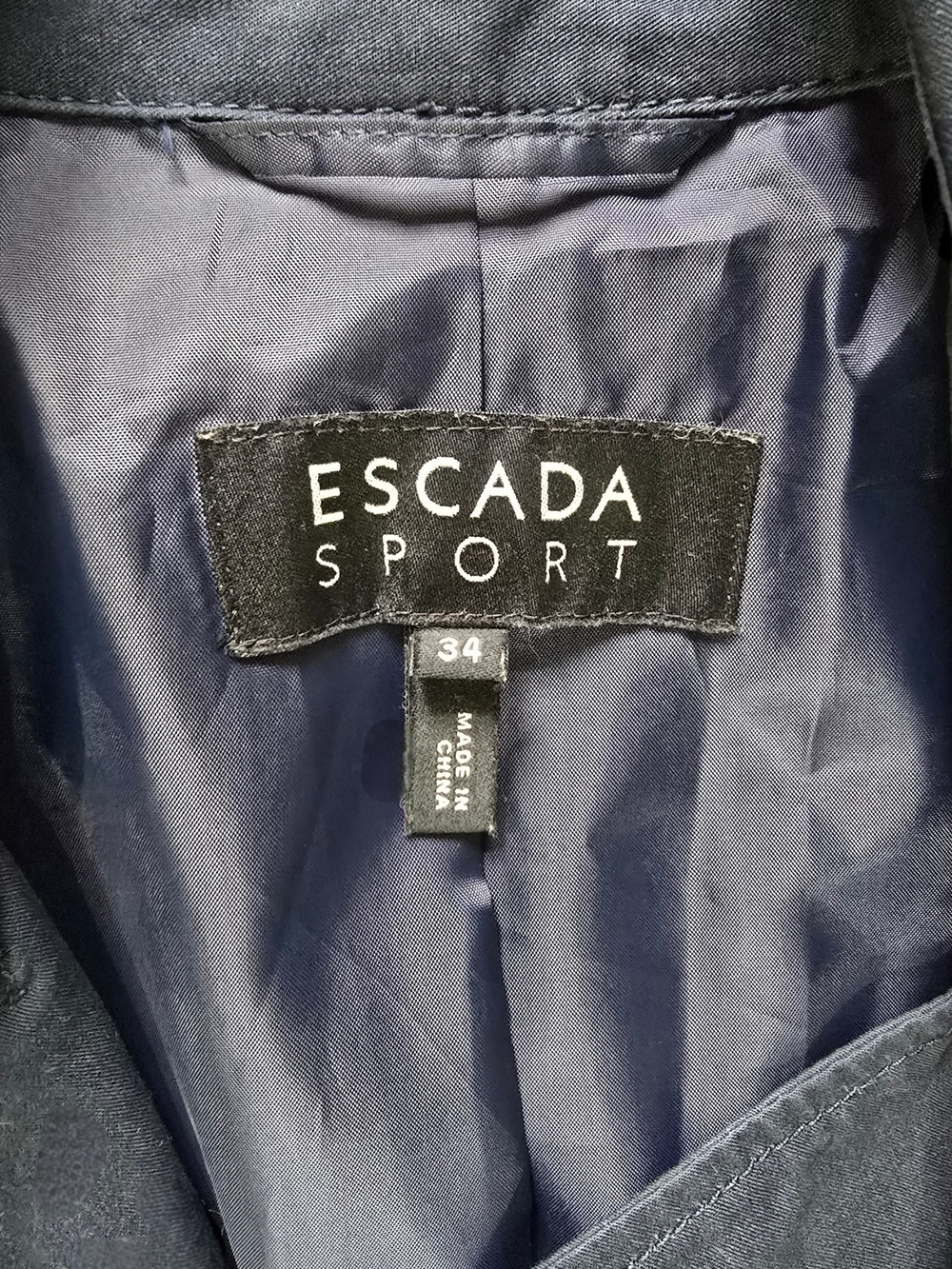 Escada Women's Navy Cotton  Double-Breasted Trench with Belt - Picture 2 of 2